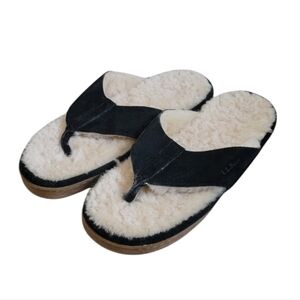 LL BEAN Nwot Wicked Good Shearling Flip Flops 6M